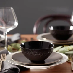 Chelse Muse Fleur Black All-Purpose Bowls, Set of 4