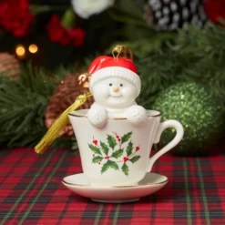Coffee Tea & Me Snowman Ornament
