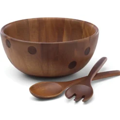 Deco Dot Salad Bowl with Servers