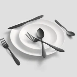 Delia Black Satin 20-Piece Flatware Set