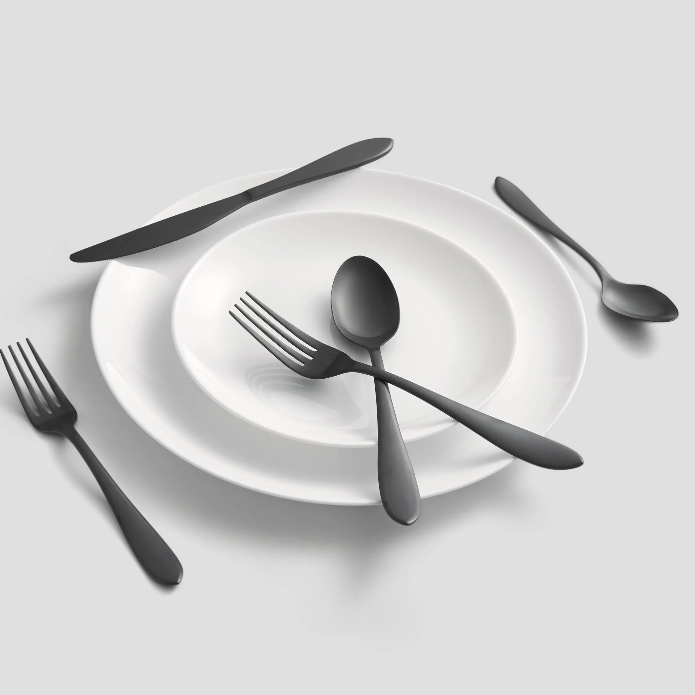 Delia Black Satin 20-Piece Flatware Set