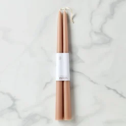 Dipped Greige 12" Taper Candle, Set of 2