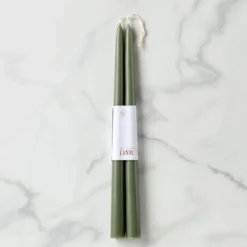 Dipped Moss 12" Taper Candle, Set of 2