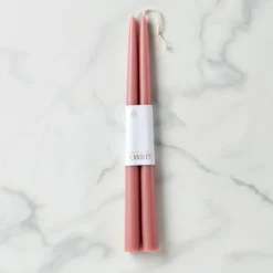 Dipped Rose 12" Taper Candle, Set of 2