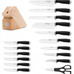 Epicure Black 17-Piece Cutlery Block Set