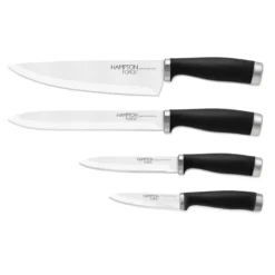 Epicure Black 4-Piece Soft-Grip Cutlery Set