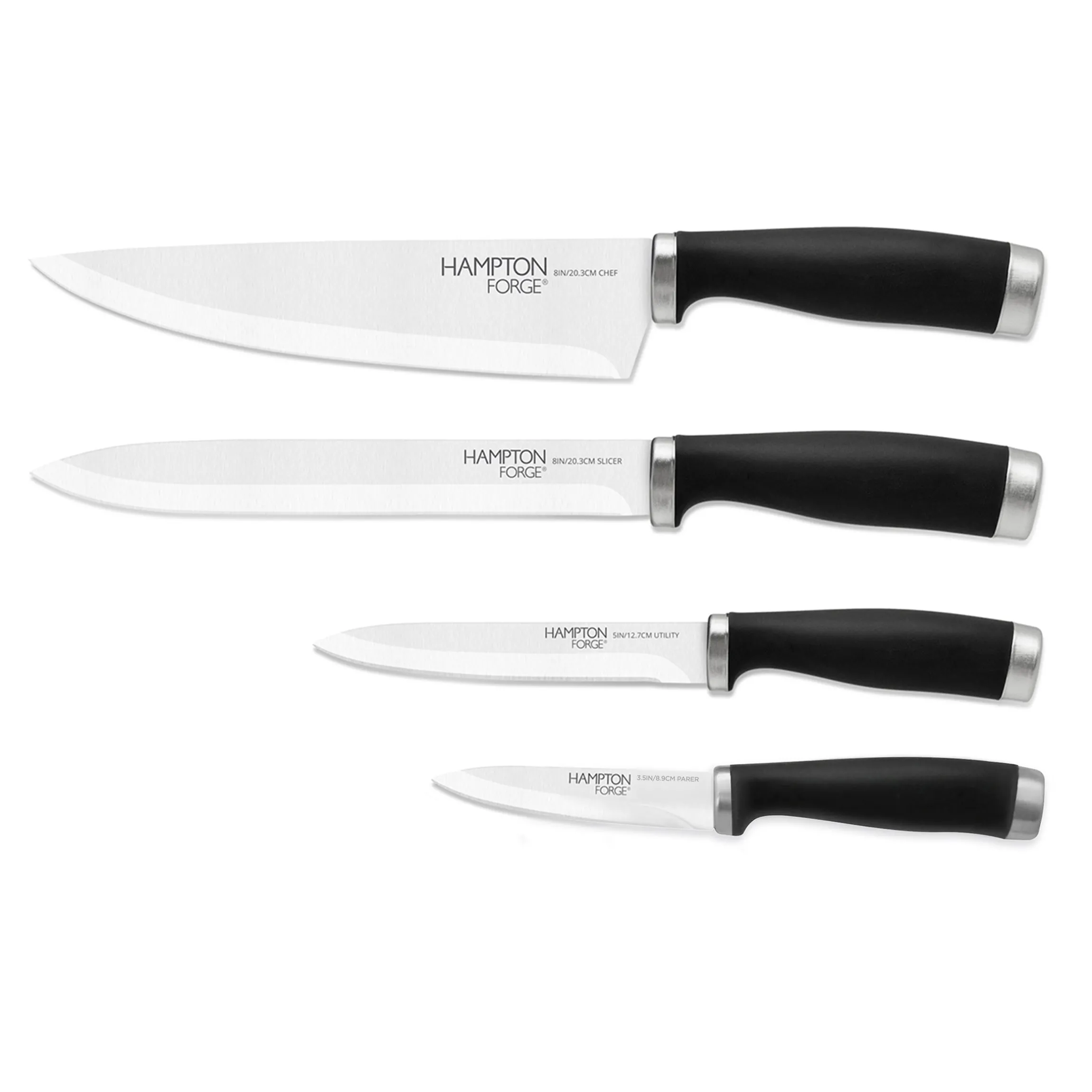 Epicure Black 4-Piece Soft-Grip Cutlery Set