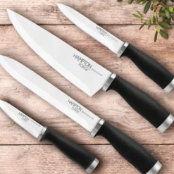 Epicure Black 4-Piece Soft-Grip Cutlery Set