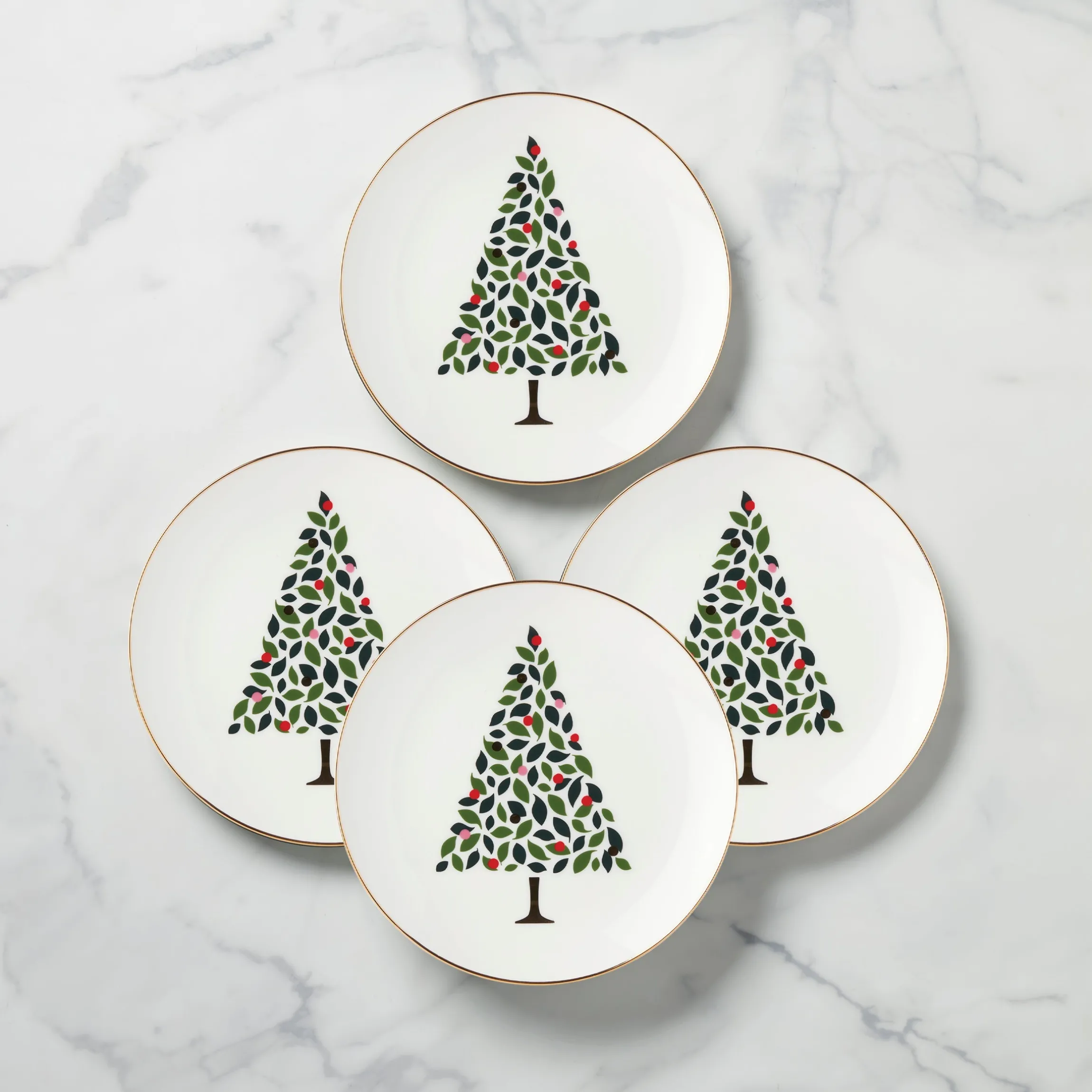 Evergreen Accent Plates, Set of 4