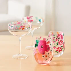 Floral Brights Coupe Glasses, Set of 2