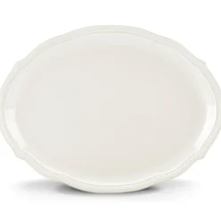 French Perle Bead White Oval Platter