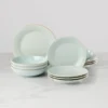 French Perle Groove Ice Blue 12-Piece Dinnerware Set