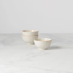 French Perle Groove White Mini 3-Piece Bowl Set