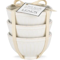 French Perle Groove White Mini 3-Piece Bowl Set