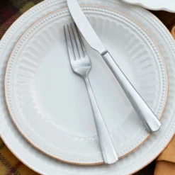 French Perle Groove White 18-Piece Dinnerware Set