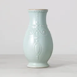 French Perle Ice Blue Fluted Vase