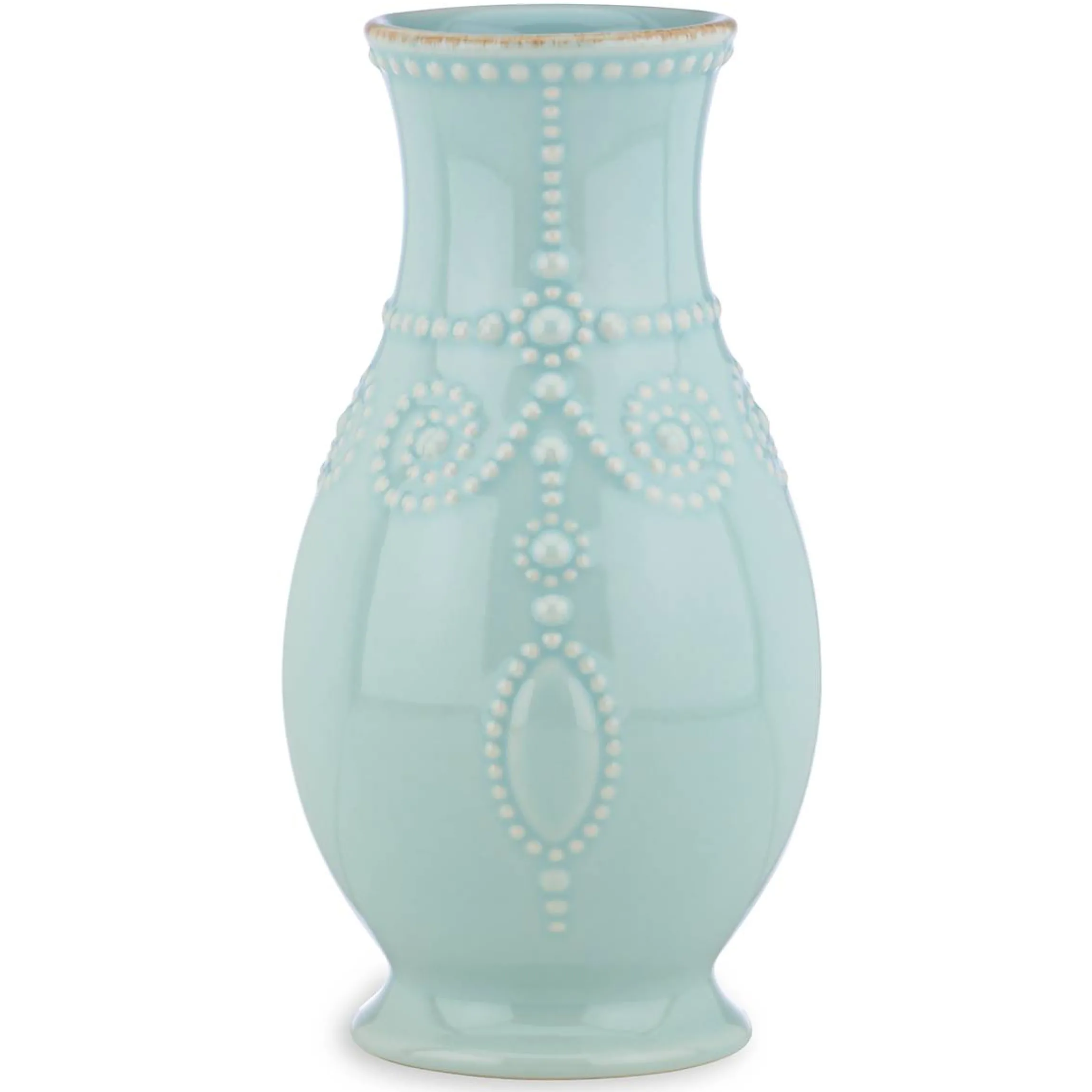 French Perle Ice Blue Fluted Vase