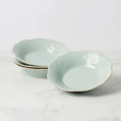 French Perle Ice Blue Pasta Bowls, Set of 4