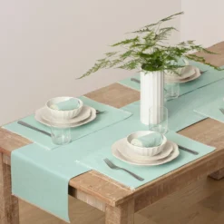 French Perle Ice Blue 14x70 Table Runner