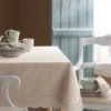 French Perle Linen Embroidered 60x120 Tablecloth
