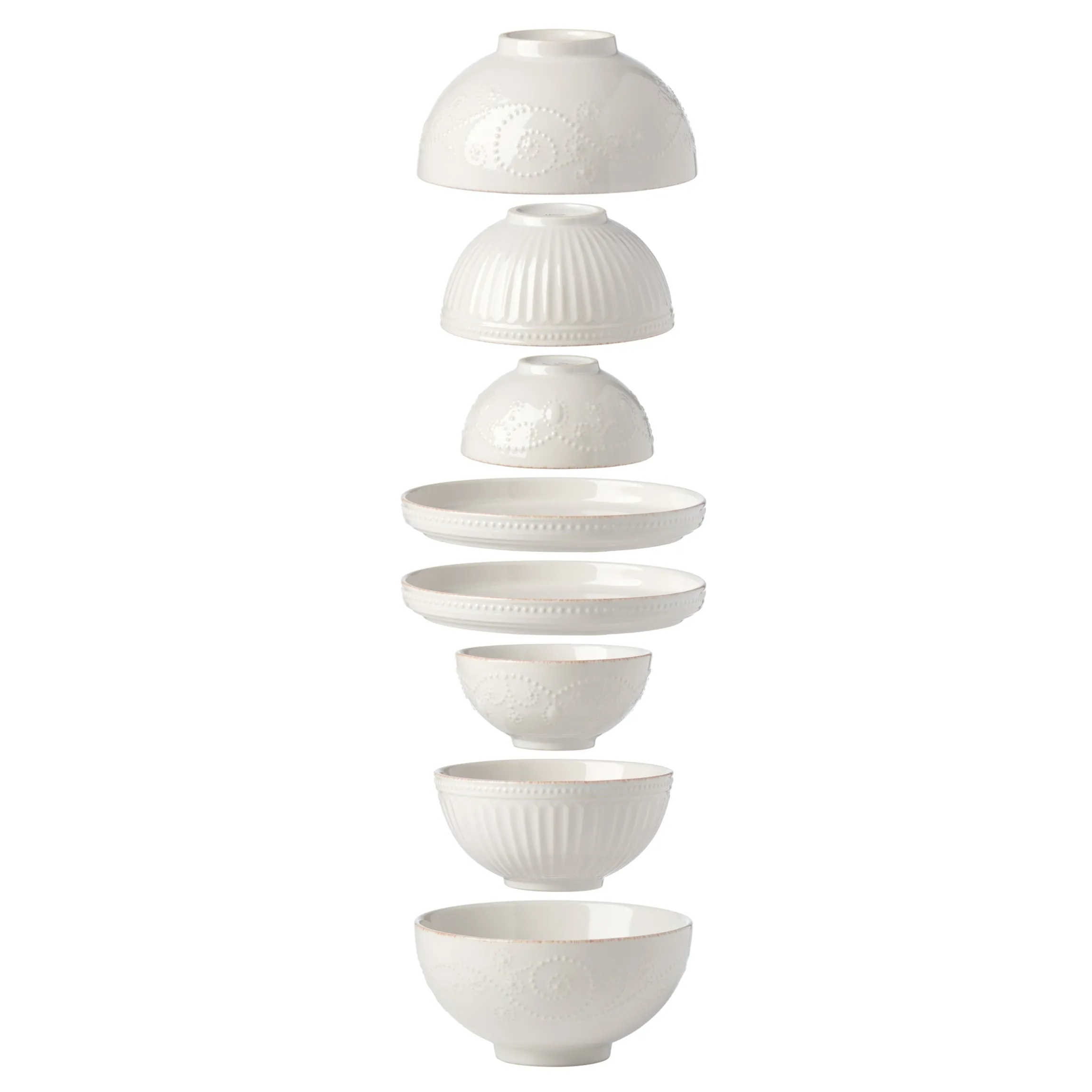French Perle Luna 8-Piece Nesting Dinnerware Set