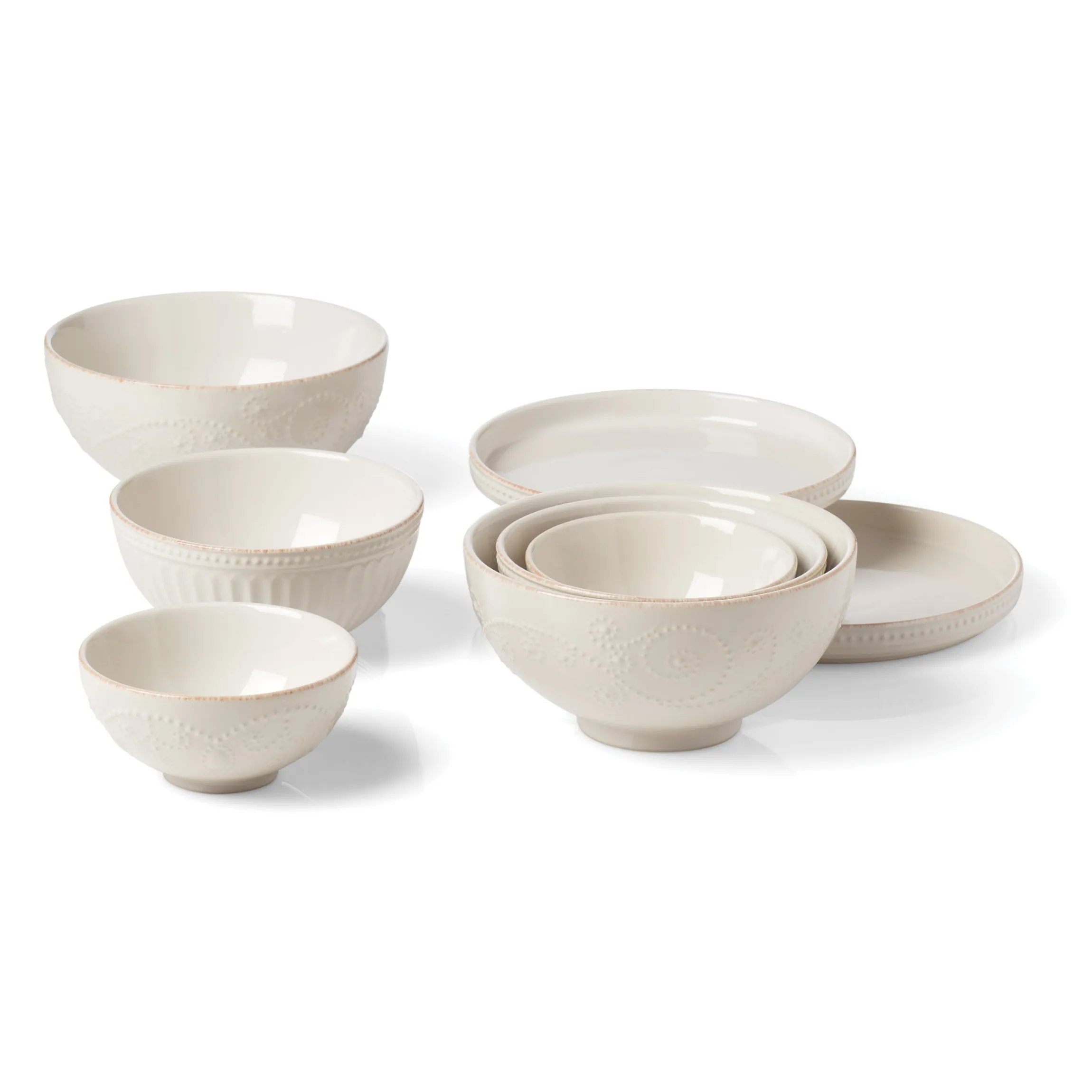 French Perle Luna 8-Piece Nesting Dinnerware Set