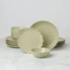 French Perle Scallop Matcha 18-Piece Dinnerware Set