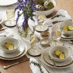 French Perle Scallop White Accent Plates, Set of 4