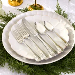 French Perle Scallop White Dinner Plates, Set of 4