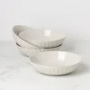 French Perle Scallop White Pasta Bowls, Set of 4