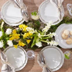 French Perle Scallop White 12-Piece Dinnerware Set