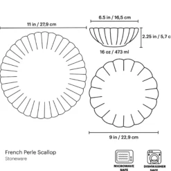 French Perle Scallop White 12-Piece Dinnerware Set