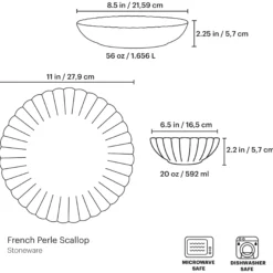 French Perle Scallop White 12-Piece Dinnerware Set