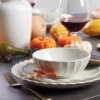 French Perle Scallop White 18-Piece Dinnerware Set