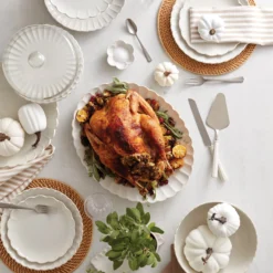 French Perle Scallop White Serving Bowl