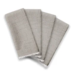 French Perle Solid Dove Grey Dinner Napkins, Set of 4