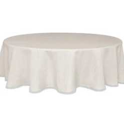 French Perle Solid Natural 70x70 Round Tablecloth