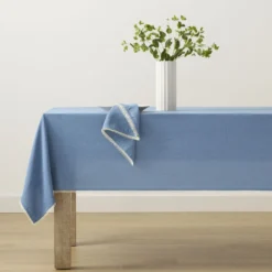 French Perle Solid Periwinkle 60x84 Tablecloth