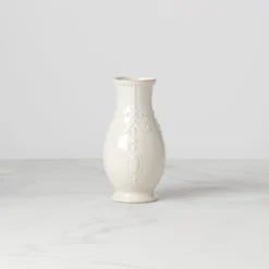 French Perle White Fluted Vase