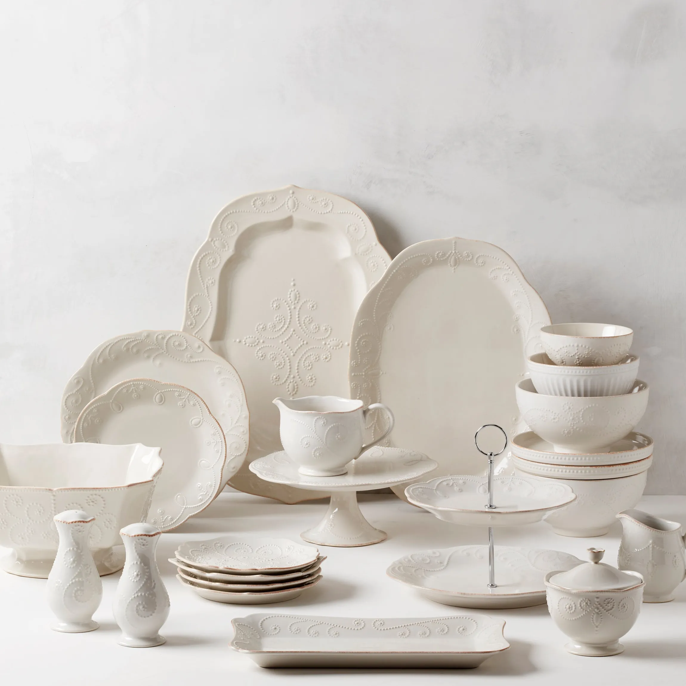 French Perle White Oval Serving Platter