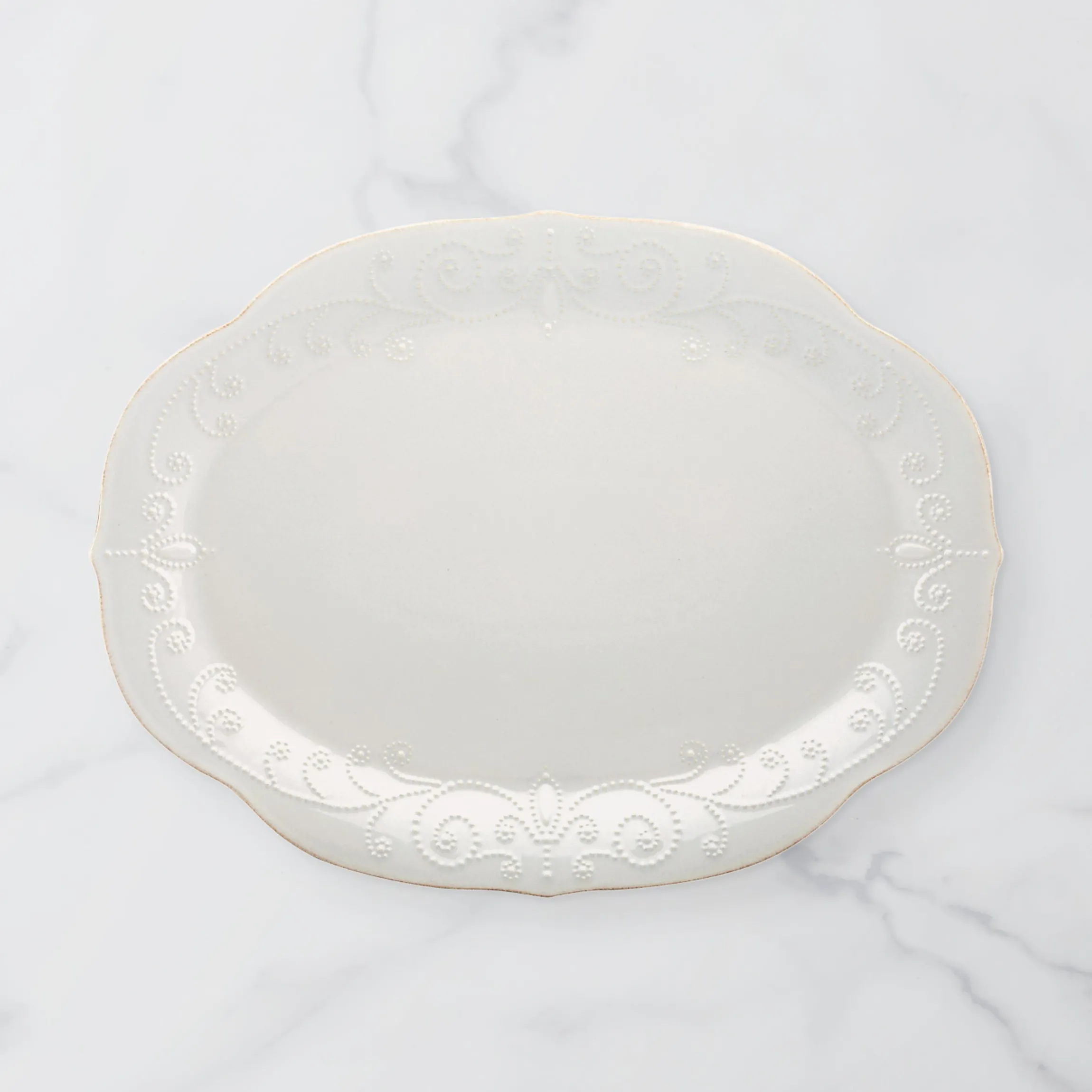 French Perle White Oval Serving Platter