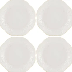 French Perle White 4-Piece Dessert Set