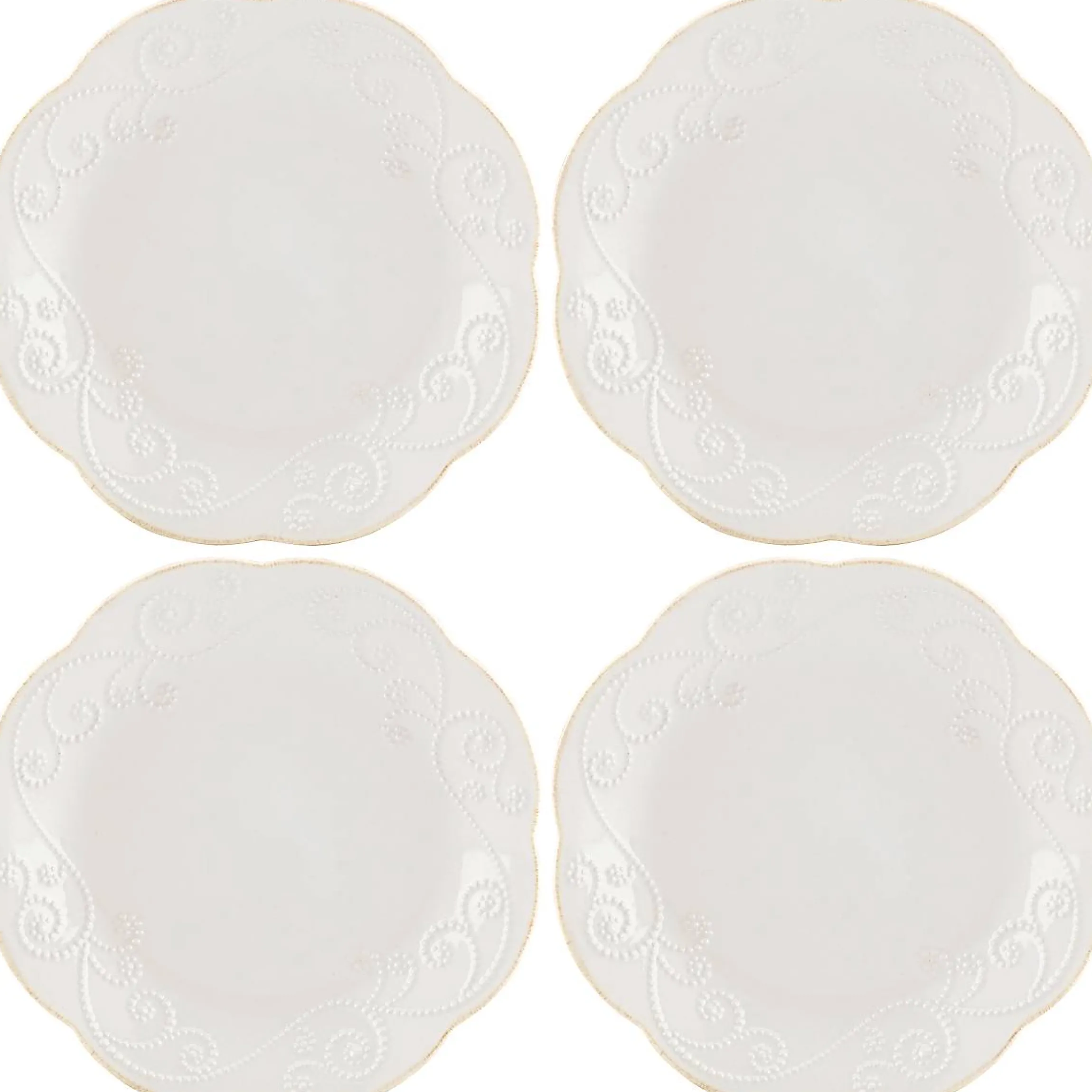 French Perle White 4-Piece Dessert Set