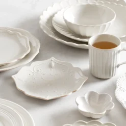 French Perle White 4-Piece Dessert Set