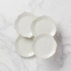 French Perle White 4-Piece Dessert Set