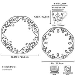 French Perle White 12-Piece Dinnerware Set