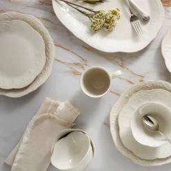 French Perle White 12-Piece Dinnerware Set