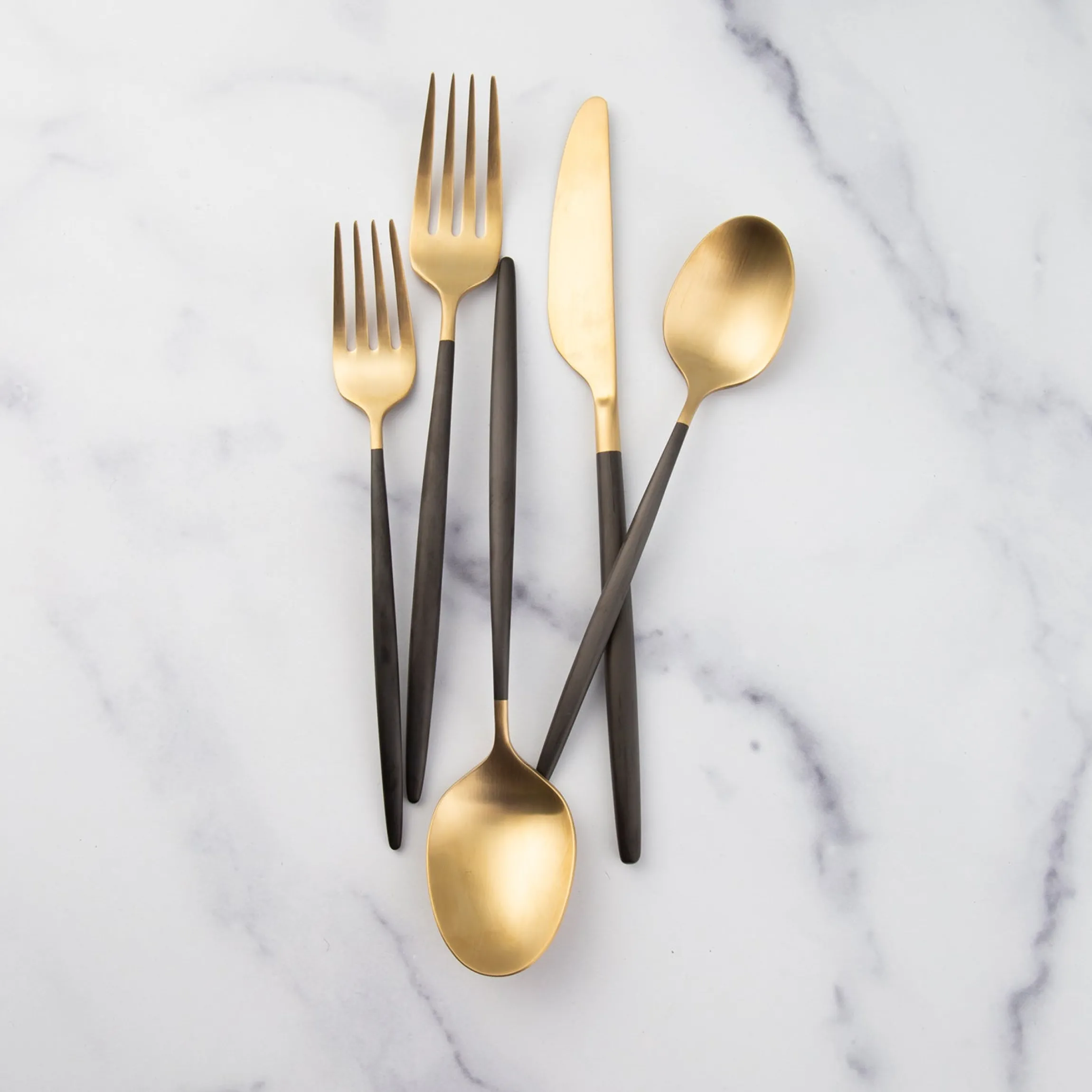 Gaze Black Champagne Satin 20-Piece Flatware Set