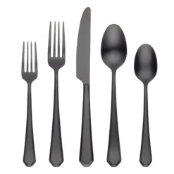 Geo Black Satin 20-Piece Flatware Set