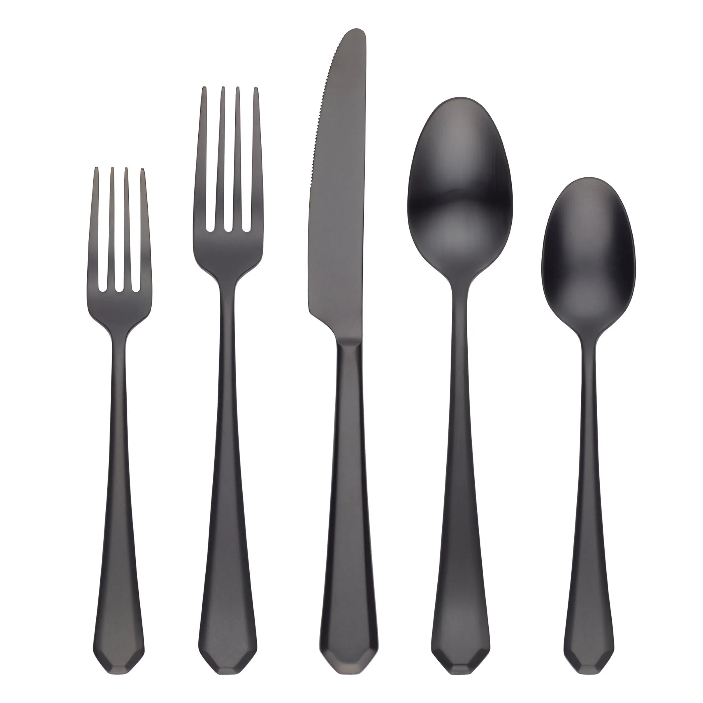 Geo Black Satin 20-Piece Flatware Set